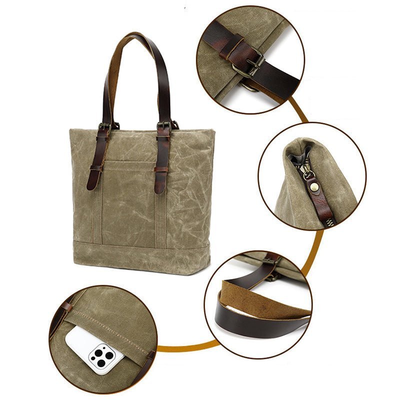 Canvas Cotton Tote Bag Water Resistant Shoulder Crossbody Handbag Bag - Image 8