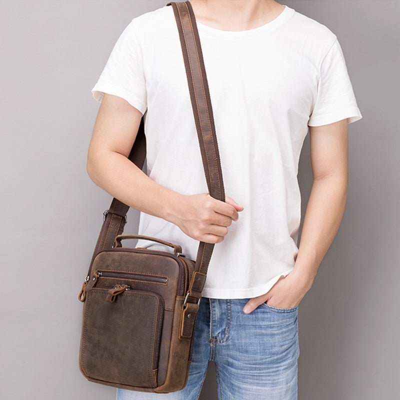 Full Grain Leather Men’s Satchel Leather Mens Crossbody Bag