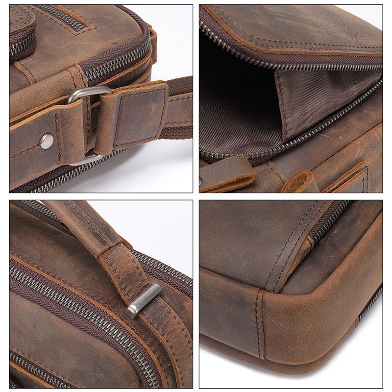 Full Grain Leather Men’s Satchel Leather Mens Crossbody Bag - Image 10