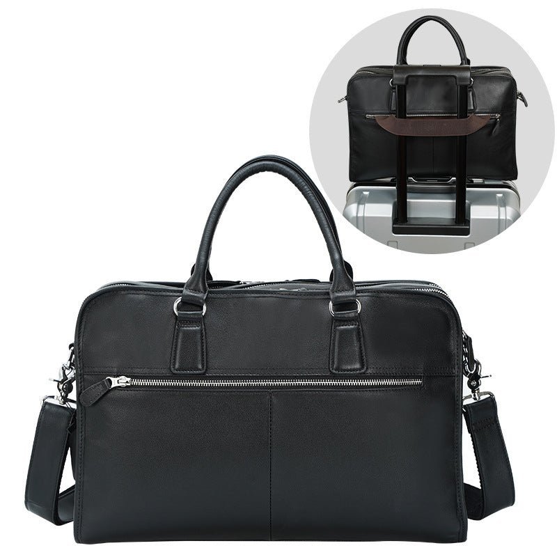 Full Grain Leather Mens Briefcase 17 Inch Leather Laptop Bag - Image 5