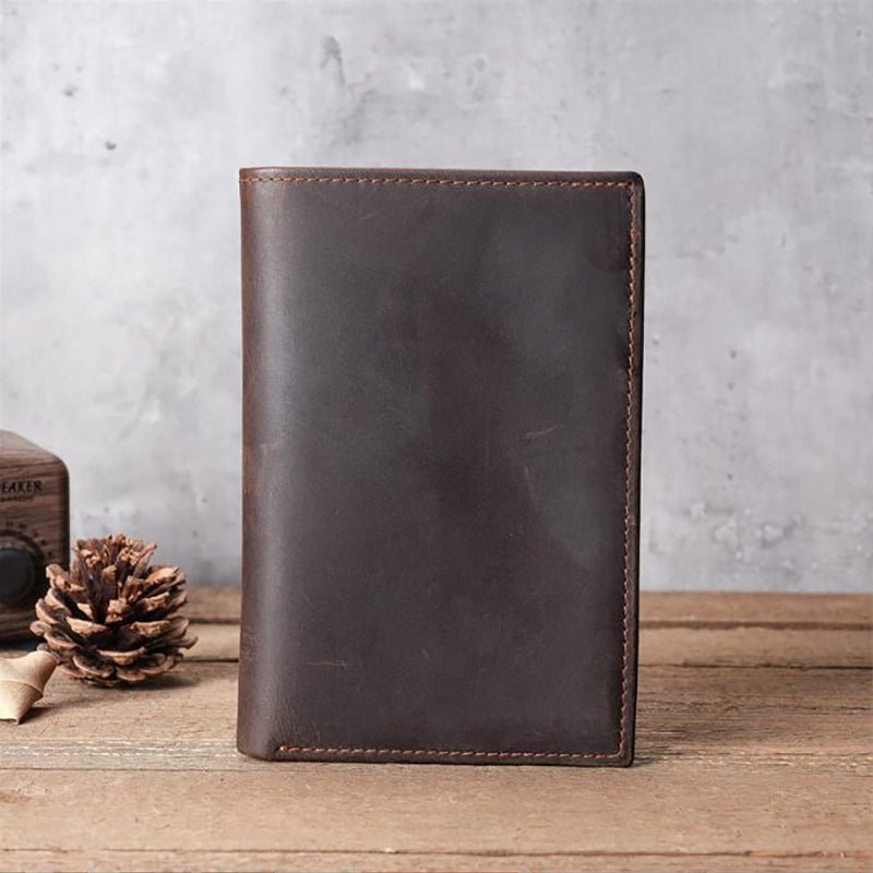 Full Grain Leather Passport Retro Leather Wallet - Image 3