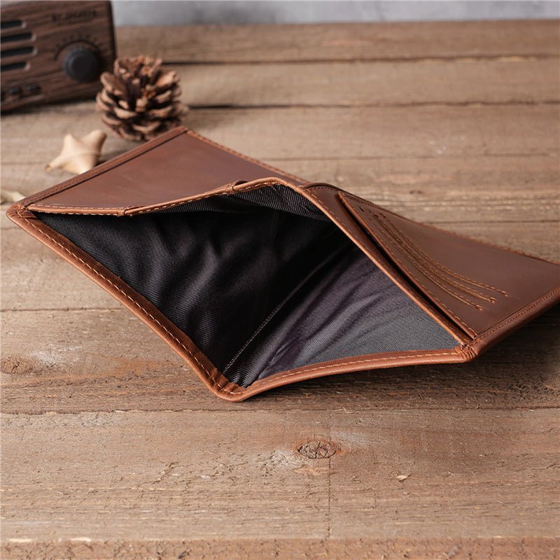 Full Grain Leather Passport Retro Leather Wallet - Image 5