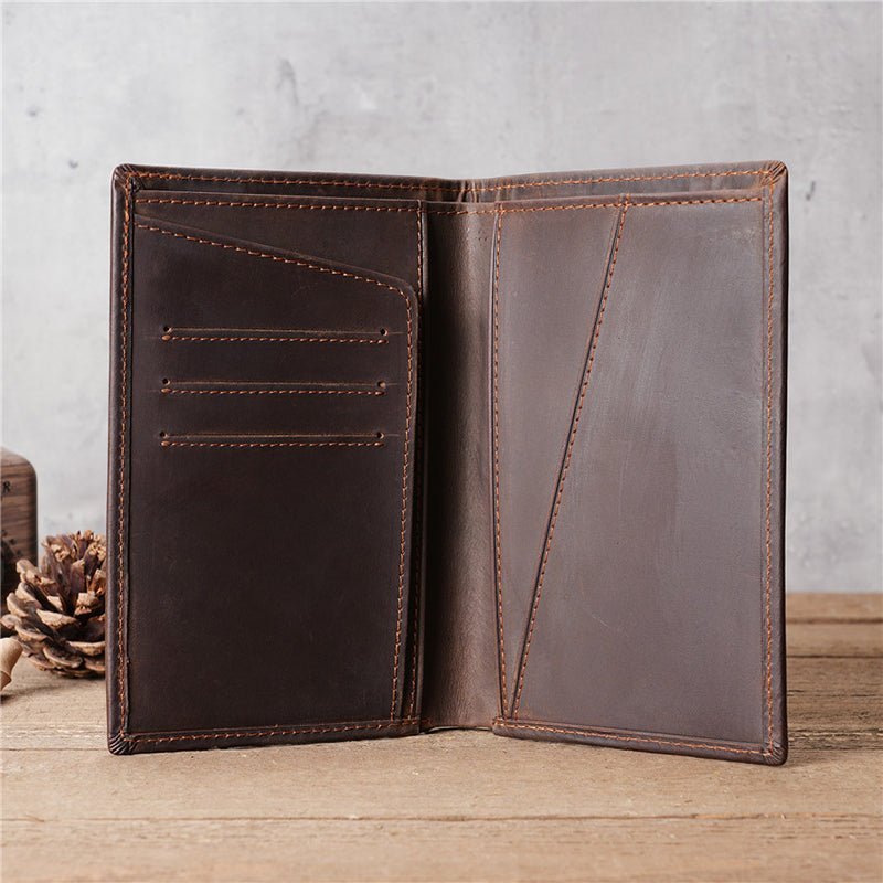 Full Grain Leather Passport Retro Leather Wallet - Image 7