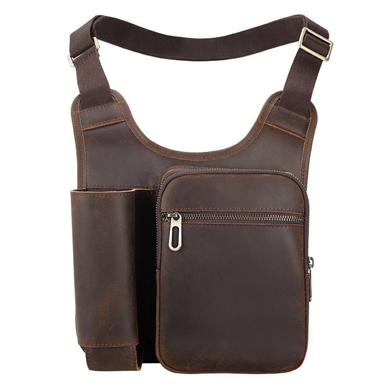 Full Grain Leather Tactical Bag Mens Leather Crossbody Pack Messenger Bag - Image 4