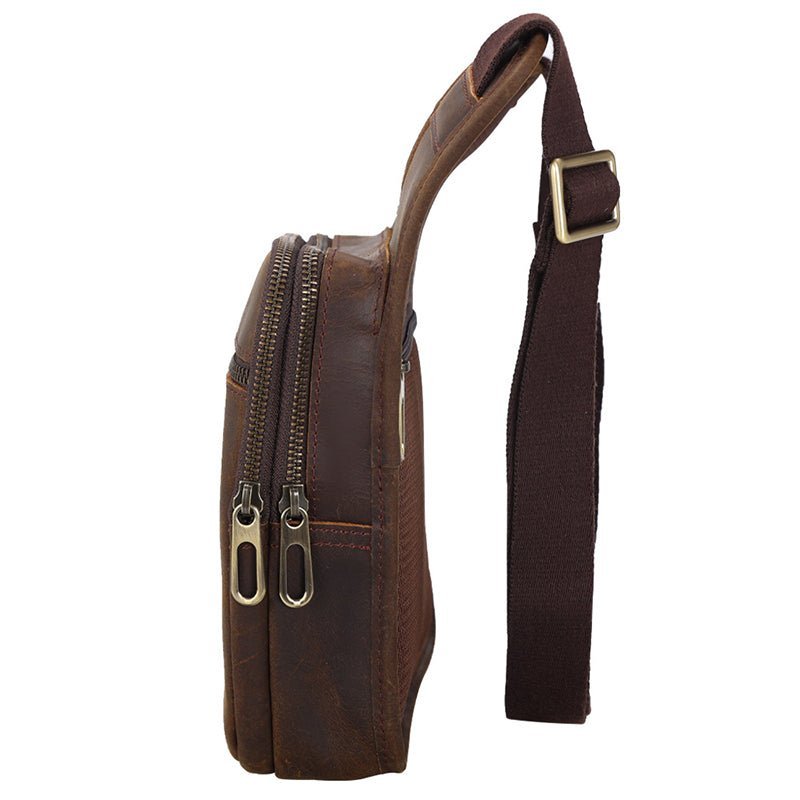 Full Grain Leather Tactical Bag Mens Leather Crossbody Pack Messenger Bag - Image 5