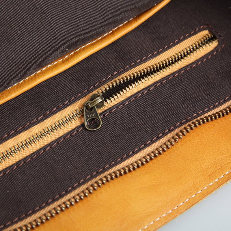 Handmade Vegetable Tanned Leather Tote Bag Leather Shopping Bag - Image 13