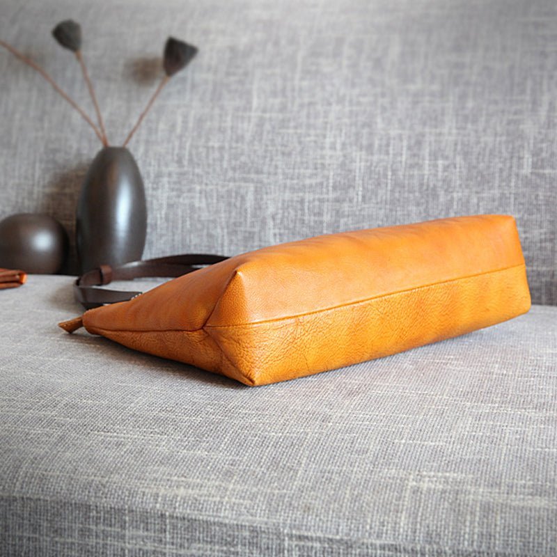 Handmade Vegetable Tanned Leather Tote Bag Leather Shopping Bag - Image 9