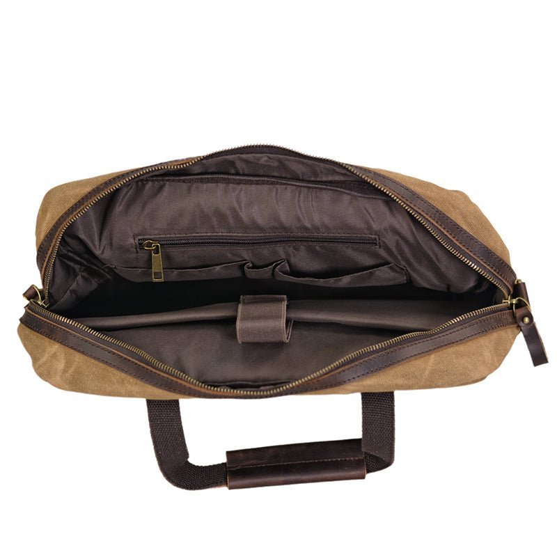 Waxed Canvas Messenger Bag Canvas Briefcase Laptop Bag - Image 5