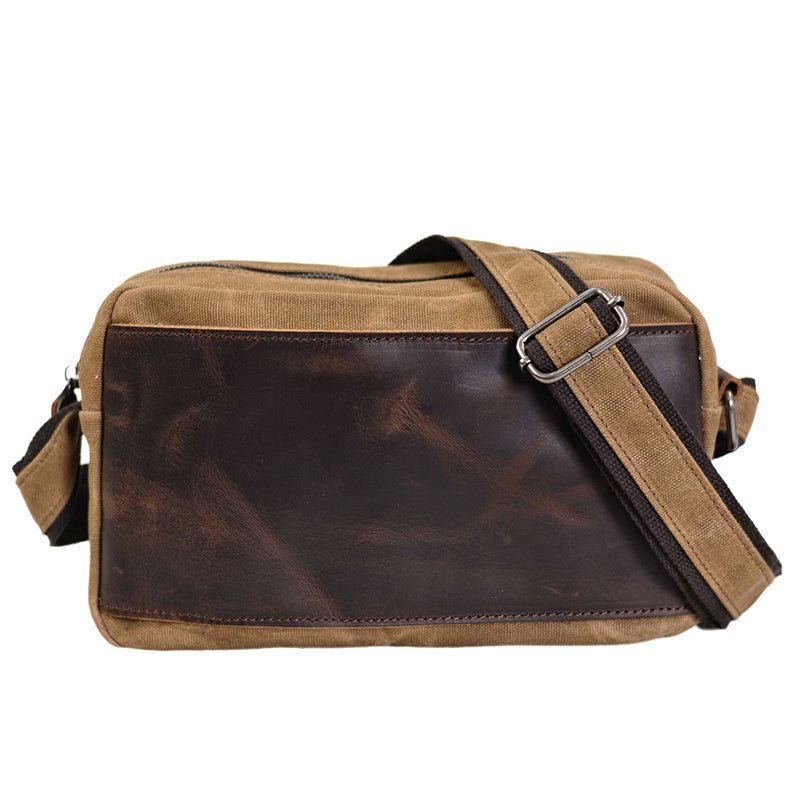Leather Canvas Shoulder Waxed Messenger Bag Men Satchel Vintage Crossbody Bag