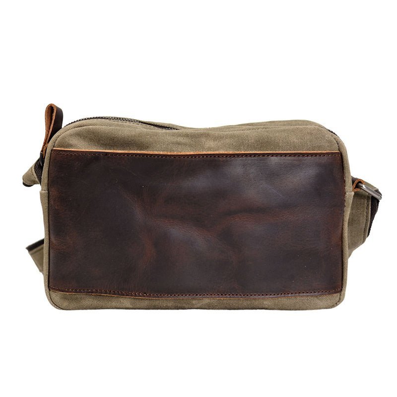 Leather Canvas Shoulder Waxed Messenger Bag Men Satchel Vintage Crossbody Bag - Image 2
